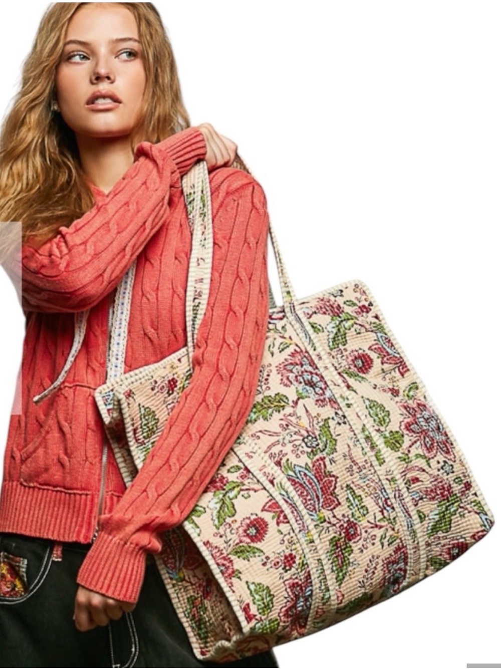 New POL Top Zip Floral Tote